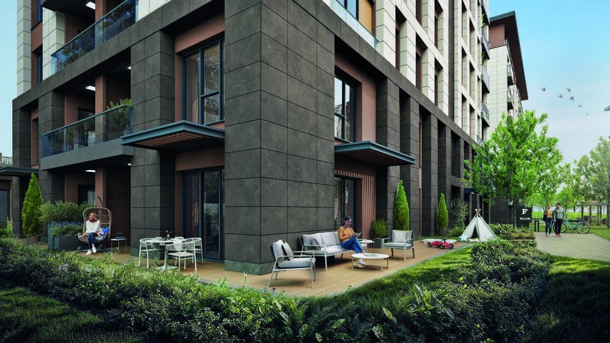 Ground-floor garden terrace at Lotus Yaşam