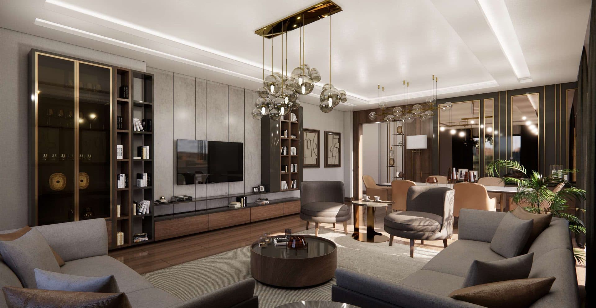 Open-plan living room in a contemporary villa