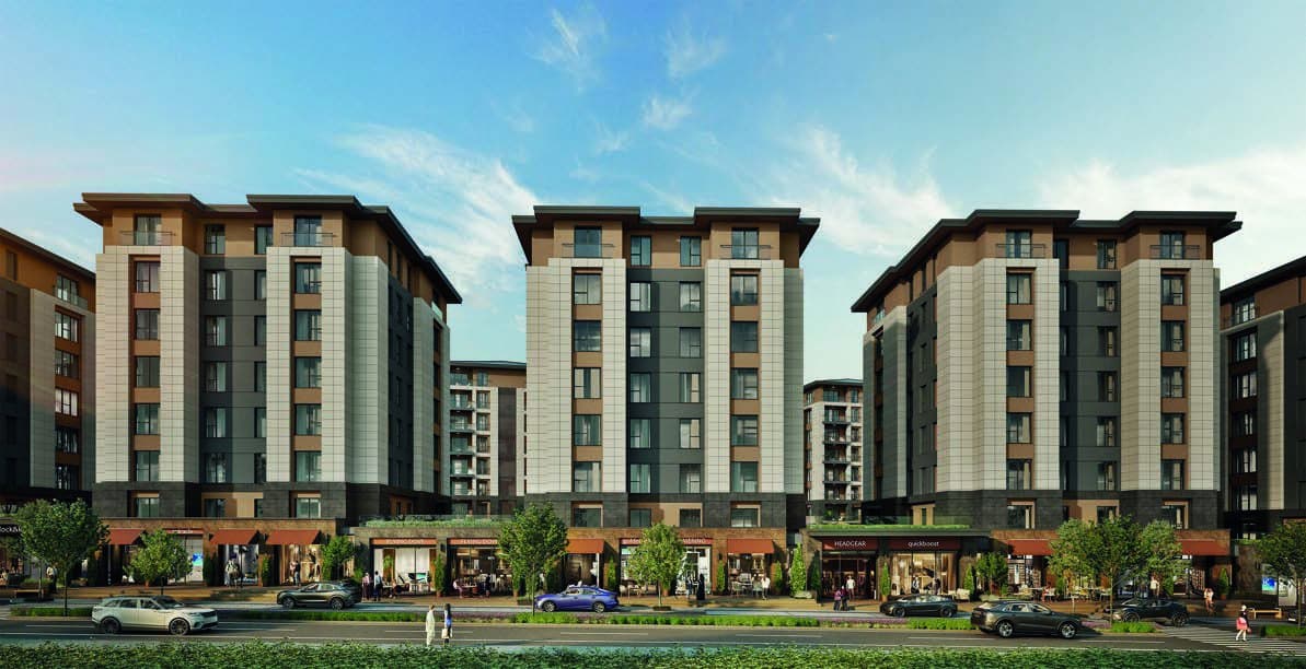 Residential blocks with shops at street level in Beylikdüzü, Istanbul